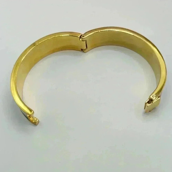 J CREW Enamel Bangle bracelet cream gold navy - Picture 5 of 7